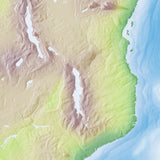 Mountain High Map # 105 africa south high contrast relief featuring land vegetation