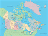 Photoshop JPEG Relief map and Illustrator EPS vector map Canada