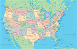 Photoshop JPEG Relief map and Illustrator EPS vector map USA