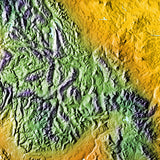 Mountain High Map # 208 usa west low contrast relief based on land and seafloor elevation