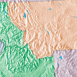 Mountain High Map # 208 usa west low contrast colorized relief basd on political outline