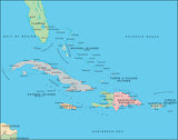 Mountain High Map # 211 caribbean west illustrator geopolitical view