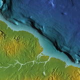 Mountain High Map # 213 south america low contrast relief based on land and seafloor elevation