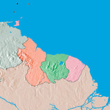 Mountain High Map # 214 south america north low contrast colorized relief basd on political outline