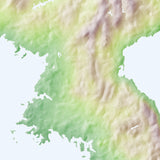 Mountain High Map # 313 korea high contrast relief featuring land vegetation