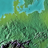 Mountain High Map # 503 mediterranean low contrast relief based on land and seafloor elevation