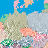 Mountain High Map # 503 mediterranean low contrast colorized relief basd on political outline