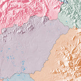 Mountain High Map # 507 balkans low contrast colorized relief basd on political outline