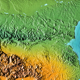 Mountain High Map # 508 greece low contrast relief based on land and seafloor elevation