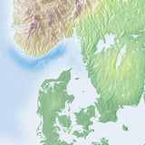 Mountain High Map # 510 scandinavia high contrast relief featuring land vegetation