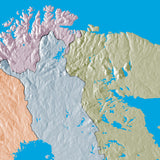 Mountain High Map # 510 scandinavia low contrast colorized relief basd on political outline