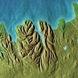 Mountain High Map # 511 iceland low contrast relief based on land and seafloor elevation
