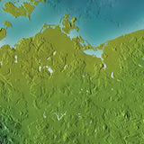 Mountain High Map # 512 germany low contrast relief based on land and seafloor elevation