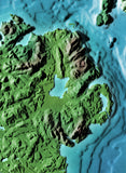 Mountain High Map # 514 ireland low contrast relief based on land and seafloor elevation