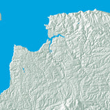 Mountain High Map # 519 england swest low contrast colorized relief basd on political outline