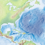 Mountain High Map # 601 atlantic ocean high contrast relief featuring land vegetation