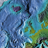 Mountain High Map # 601 atlantic ocean low contrast relief based on land and seafloor elevation