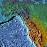 Mountain High Map # 602 pacific ocean low contrast relief based on land and seafloor elevation