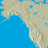Mountain High Map # 602 pacific ocean low contrast colorized relief basd on political outline