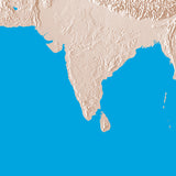 Mountain High Map # 603 indian ocean low contrast colorized relief basd on political outline