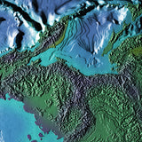 Mountain High Map # 607 arctic 0 low contrast relief based on land and seafloor elevation