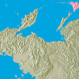 Mountain High Map # 607 arctic 0 low contrast colorized relief basd on political outline