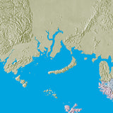 Mountain High Map # 609 arctic 90w low contrast colorized relief basd on political outline