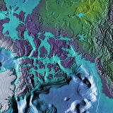 Mountain High Map # 610 arctic 90e low contrast relief based on land and seafloor elevation