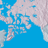 Mountain High Map # 610 arctic 90e low contrast colorized relief basd on political outline