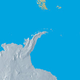 Mountain High Map # 613 antarctic 90w low contrast colorized relief basd on political outline