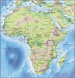 Photoshop JPEG Relief map and Illustrator EPS vector map collection Africa continent 8 maps