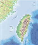 Photoshop JPEG Relief map and Illustrator EPS vector map Taiwan