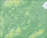 Photoshop JPEG Relief map and Illustrator EPS vector map British Isles - Central England