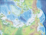 Photoshop JPEG Relief map and Illustrator EPS vector map Arctic Ocean centered on 90-East