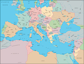 Illustrator EPS map of Mediterranean Sea