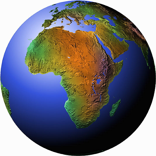 Mountain High Maps Photoshop JPEG Globe view of African view centered on 3 N and 20 E - Central Africa