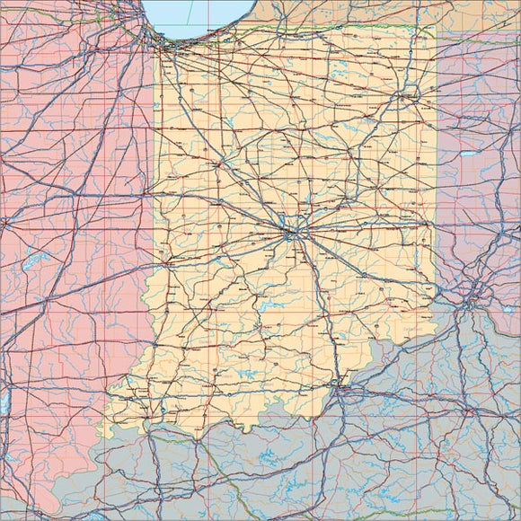 USA State EPS Map of Indiana