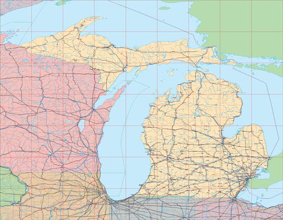 USA State EPS Map of Michigan