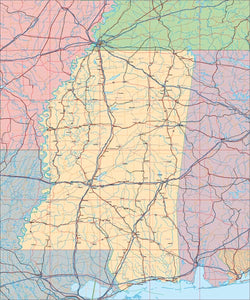 USA State EPS Map of Mississippi