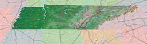 Photoshop JPEG and Illustrator EPS USA State Relief and Vector Map Package of Tennessee