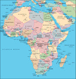 Photoshop JPEG Relief map and Illustrator EPS vector map Africa continent