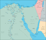 Photoshop JPEG Relief map and Illustrator EPS vector map Egypt, Suez Canal, Nile Delta, Sinai