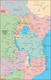 Photoshop JPEG Relief map and Illustrator EPS vector map East Africa, Kenya