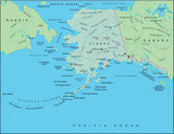 Photoshop JPEG Relief map and Illustrator EPS vector map Alaska, North East Siberia