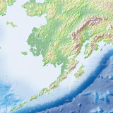 Photoshop JPEG Relief map and Illustrator EPS vector map Alaska, North East Siberia