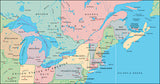 Photoshop JPEG Relief map and Illustrator EPS vector map Great Lakes, St Lawrence Seaway