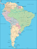 Photoshop JPEG Relief map and Illustrator EPS vector map South America continent