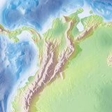 Photoshop JPEG Relief map and Illustrator EPS vector map South America, Northern half