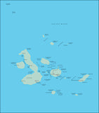 Photoshop JPEG Relief map and Illustrator EPS vector map Galapagos Islands