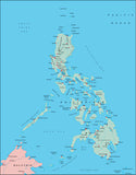 Photoshop JPEG Relief map and Illustrator EPS vector map Philippines